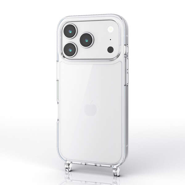 エレコム iPhone 17 Pro/ハイブリッドケース/ストラップホール付き/メタルステッカー付/クリア
