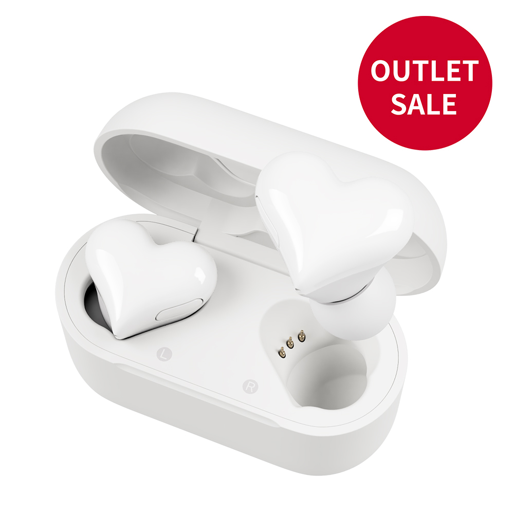 【アウトレット】 完全ワイヤレスイヤホン HeartBuds IPX4 XXSサイズイヤーピース付き ホワイト TW-HEART-06