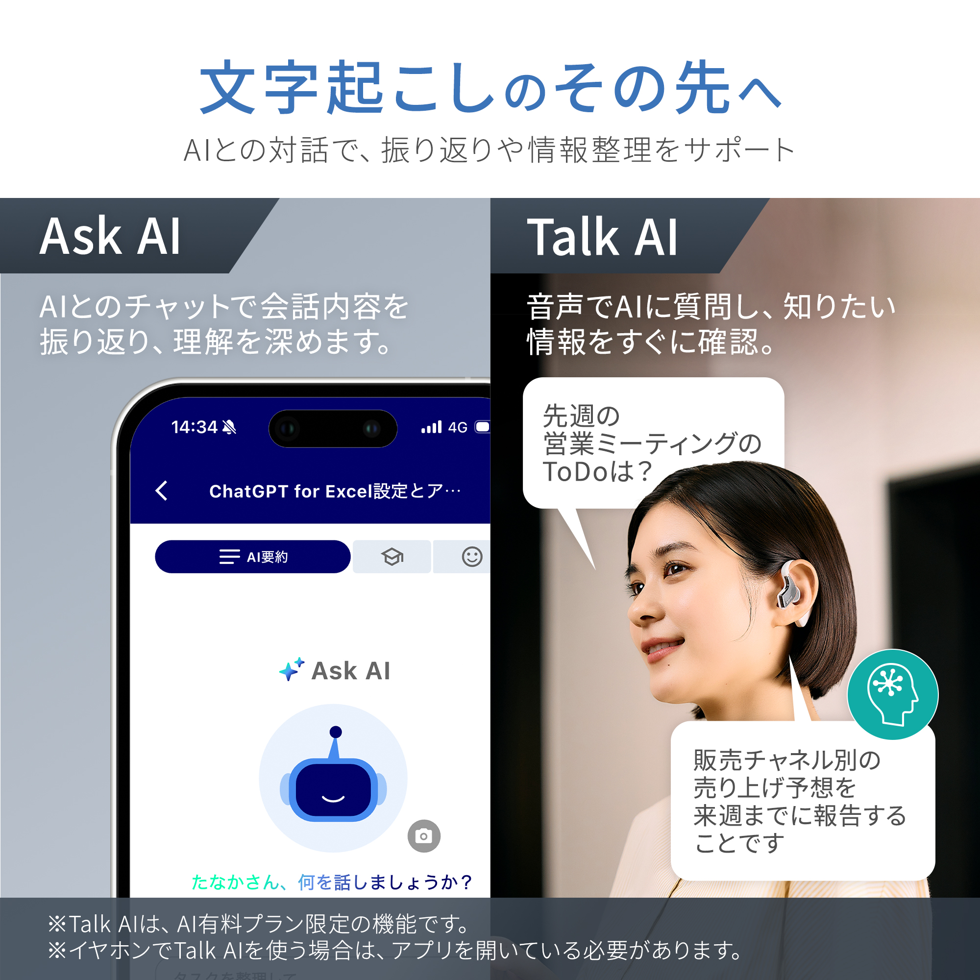 GLIDiC AI +u Buds ボイスレコーダー AI 文字起こし 要約 イヤホン