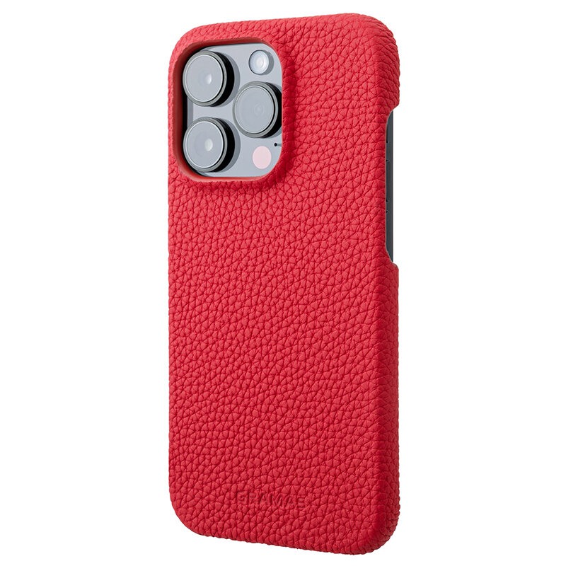 【アウトレット】 坂本ラジヲ iPhone 14 Pro シュランケンカーフレザーケース RED