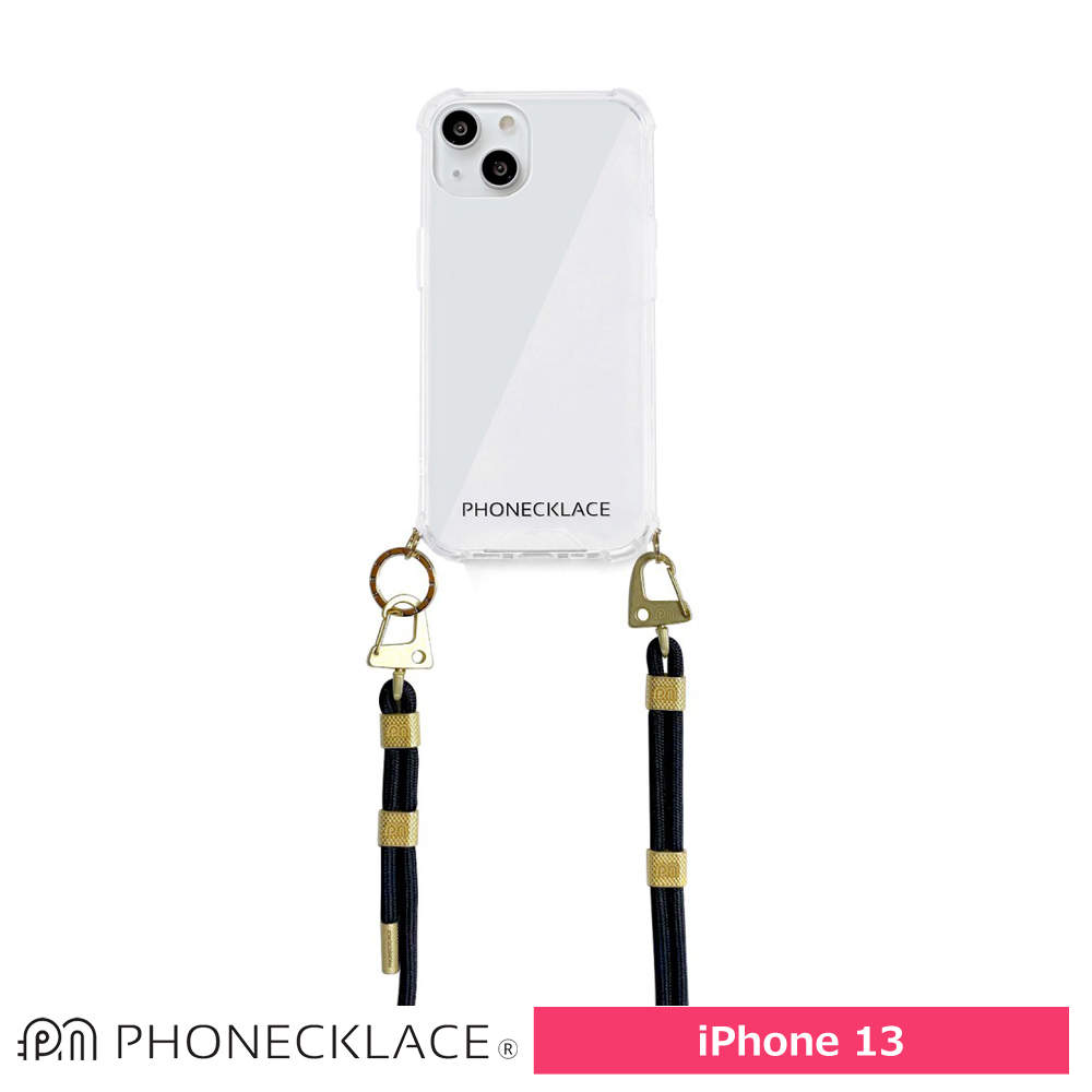 PHONECKLACE  クロスボディストラップ付きクリアケースfor iPhone 13 Black