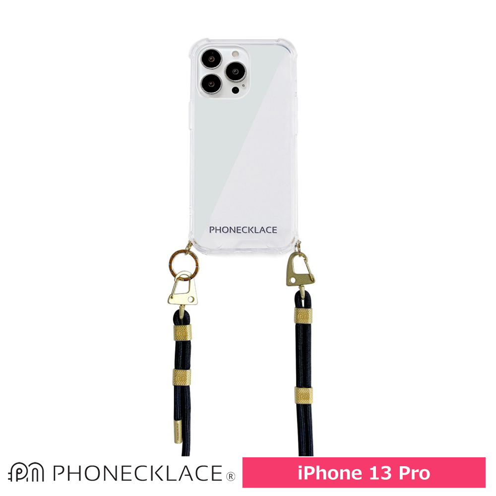PHONECKLACE  クロスボディストラップ付きクリアケースfor iPhone 13 Pro Black