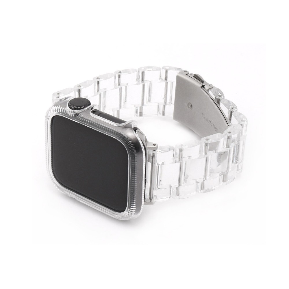 Apple Watch チェーンバンド シルバー レザーホワイト 45mm