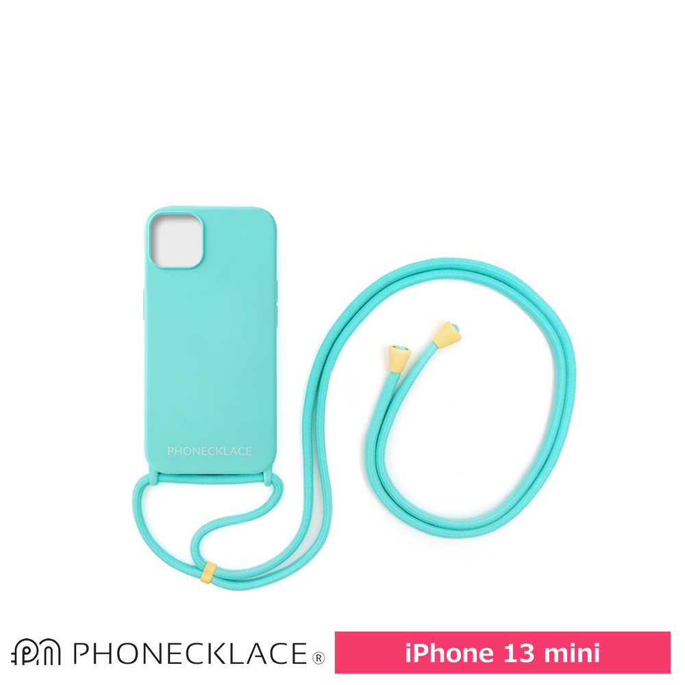 PHONECKLACE ロープネックストラップ付きシリコン ケース for iPhone 13 mini ミント