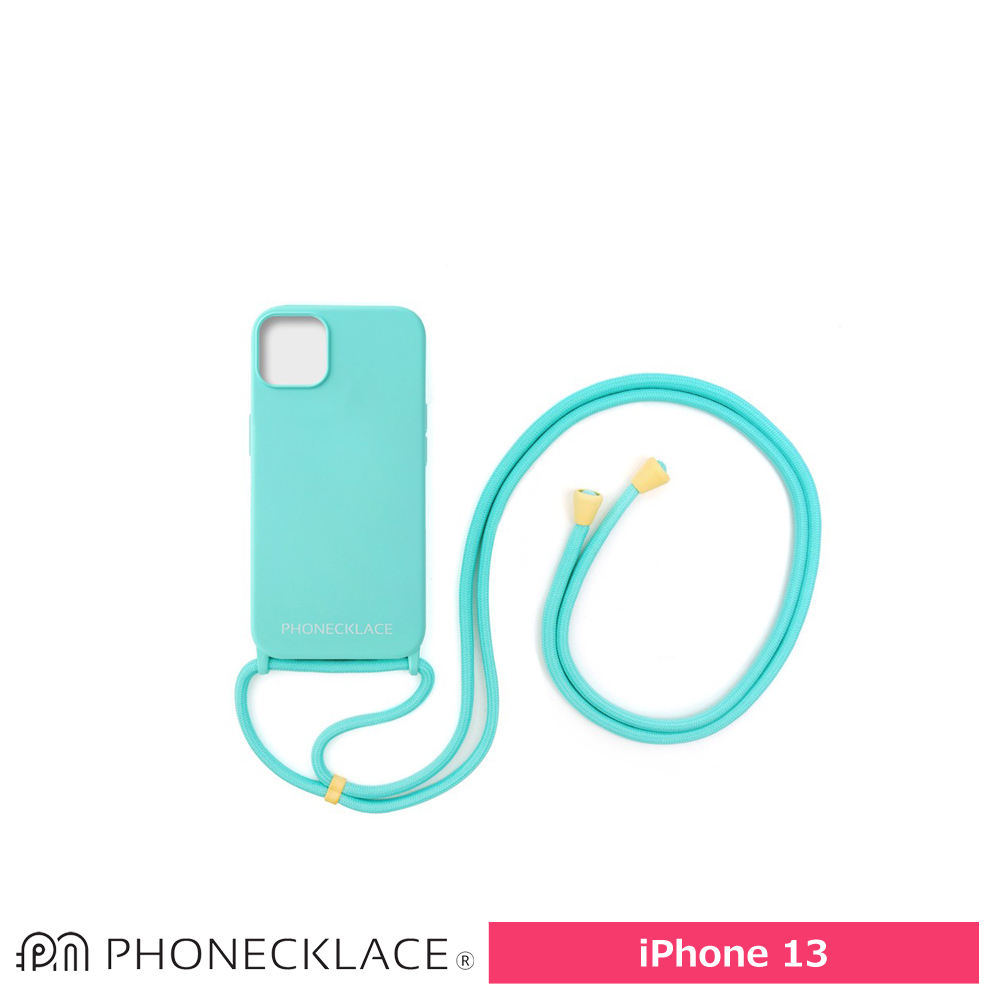 PHONECKLACE  ロープネックストラップ付きシリコン ケース For iPhone 13 ミント