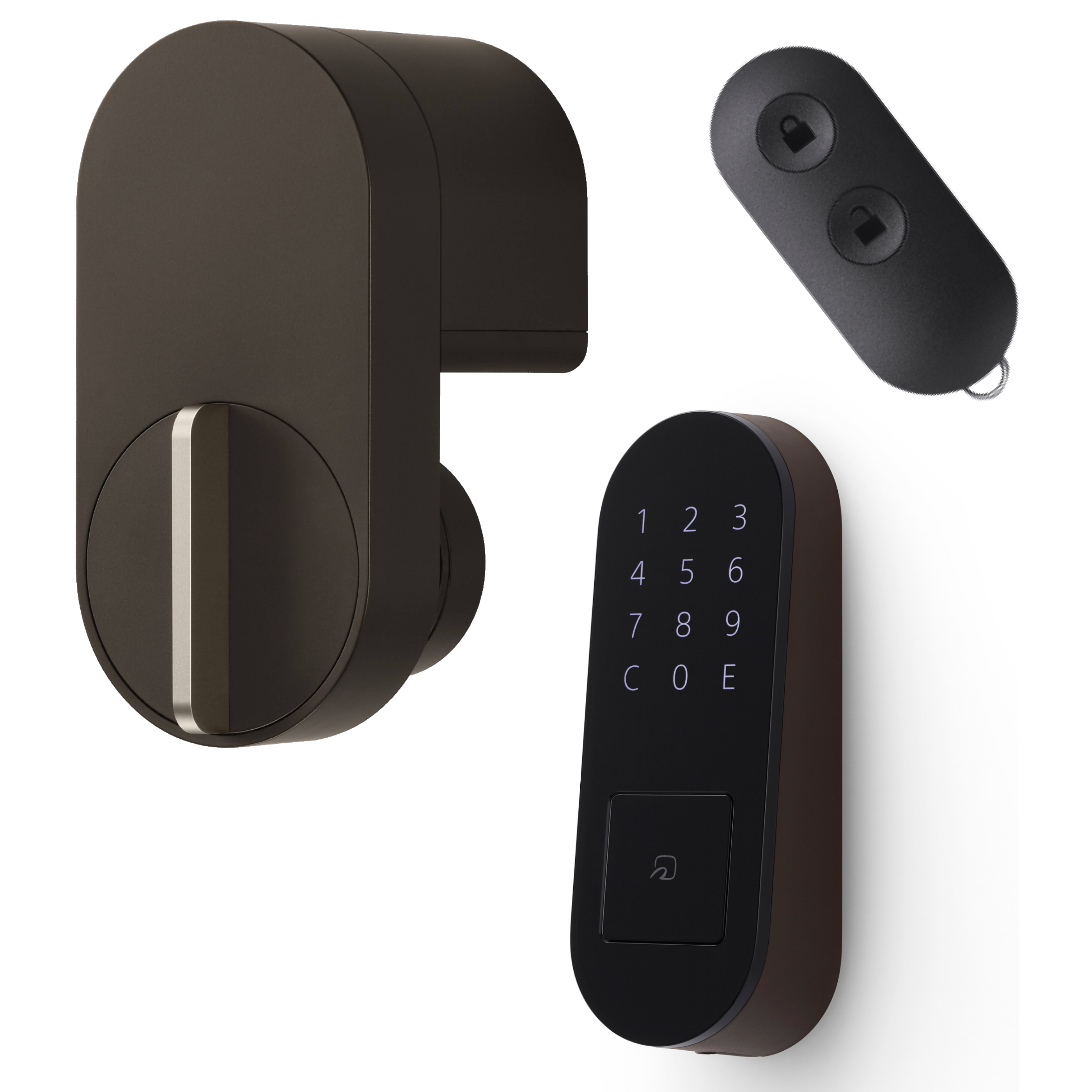 Qrio Lock ブラウン・Qrio Hubセット スマホでカギを開閉 外出先からカギを操作できる スマートロック スマートフォン 電子キ - 1
