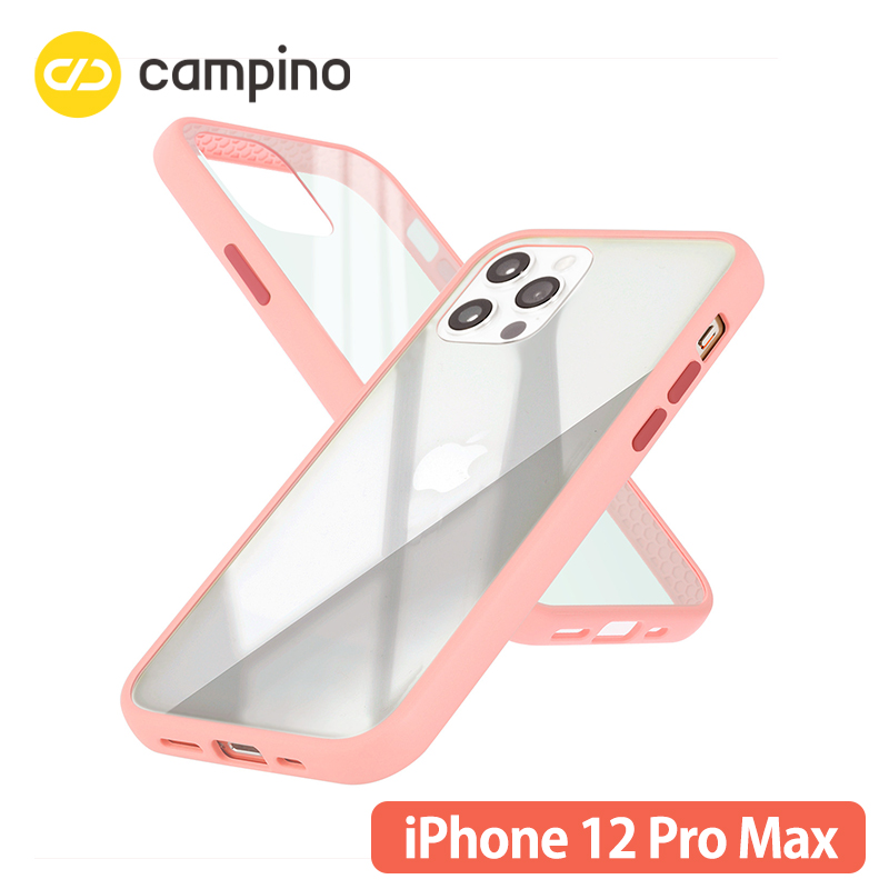 Campino カンピーノ Anti-shock Slim Case for iPhone 12 Pro Max 耐衝撃ケース フラミンゴピンク 3色の付替ボタンをカスタマイズ  ネコポス便配送