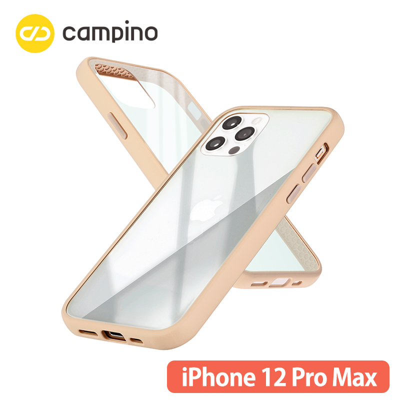 Campino カンピーノ Anti-shock Slim Case for iPhone 12 Pro Max 耐衝撃ケース シャンパンベージュ 3色の付替ボタンをカスタマイズ  ネコポス便配送