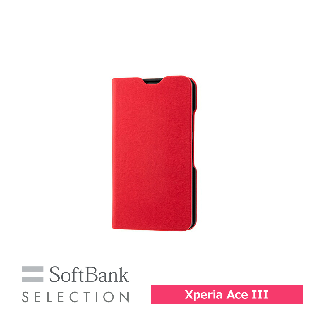 SoftBank SELECTION 耐衝撃 抗ウイルス 抗菌 Stand Flip for Xperia Ace III レッド SB-A038-SDFB/RD 手帳型ケース