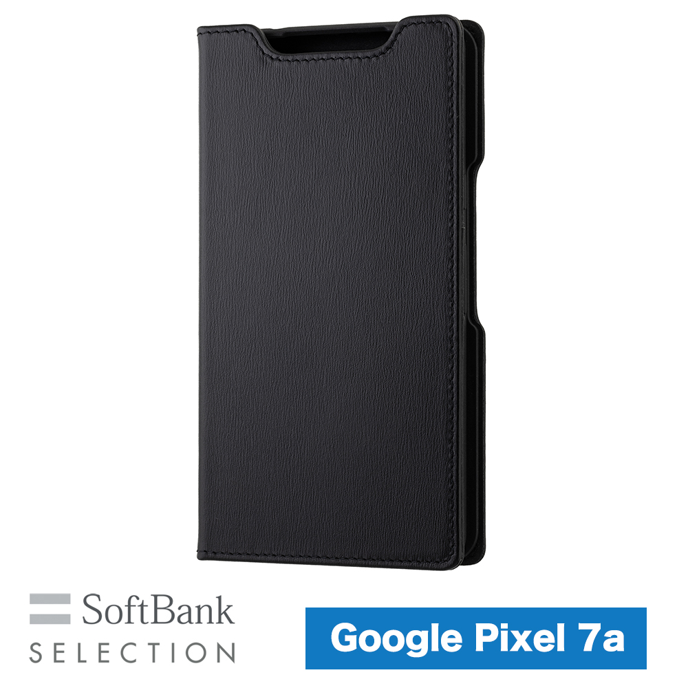 SoftBank SELECTION Leather Flip for Google Pixel 7a / ブラック レザーフリップ 牛本革ケース