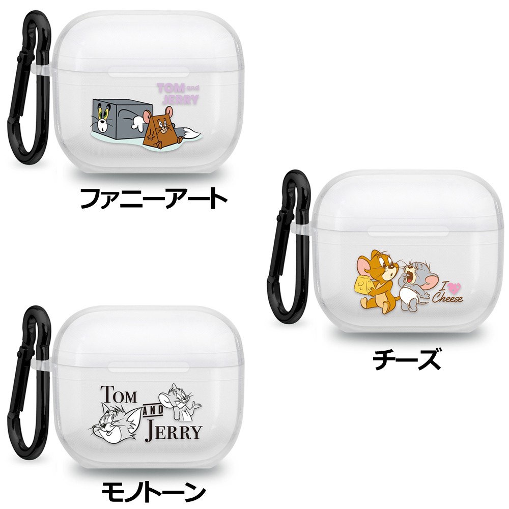 PGA AirPods(第3世代) 抗菌ソフトケース トムとジェリー/モノトーン 