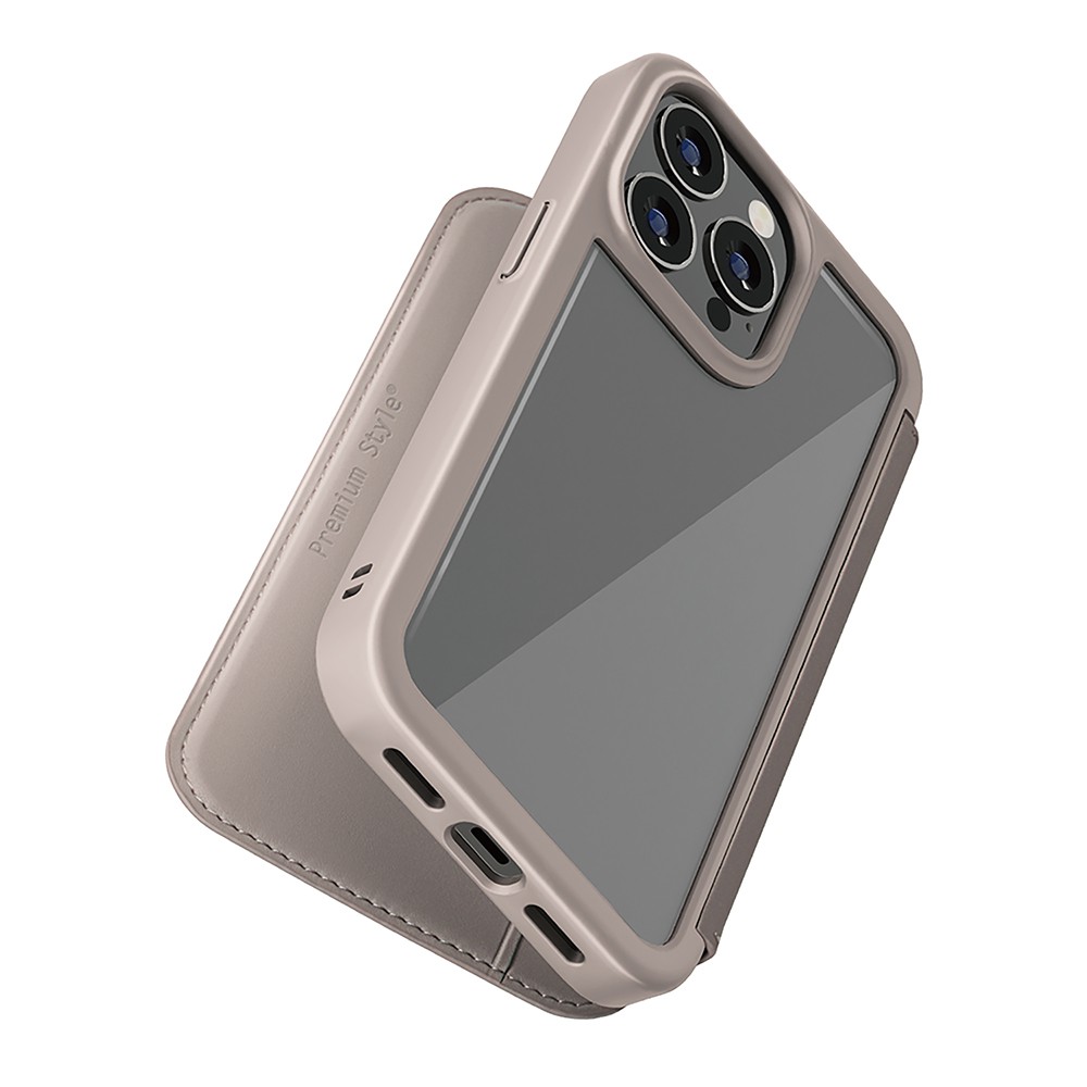 PGA iPhone 14 Pro Max ガラスフリップケース　ベージュ