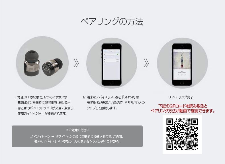 Beat-in 超小型・完全ワイヤレスイヤホン Beat-in Power Bank Black