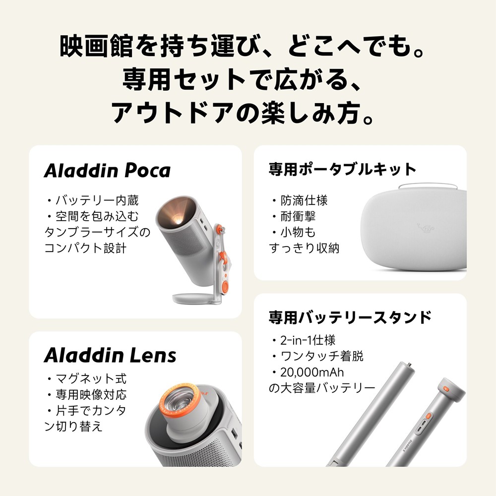 Aladdin ポータブルレーザープロジェクター Aladdin Poca Laser フルHD