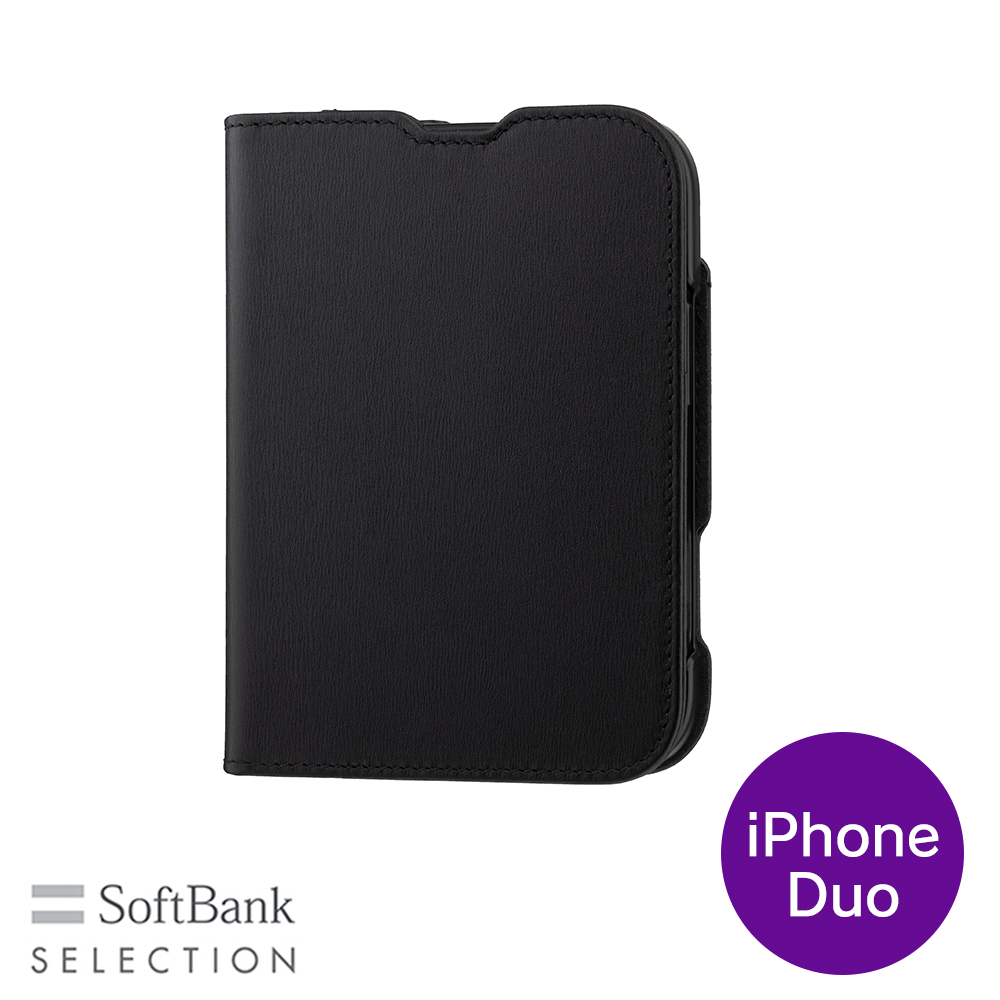 【予約商品】SoftBank SELECTION Leather Flip ケース for iPhone Duo ブラック SB-I029-FPLS/BK ※2026年10月23日発売