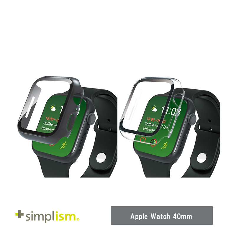 Simplism Apple Watch 40mm / SE / 6 / 5 / 4 高透明 ガラス一体型PC 