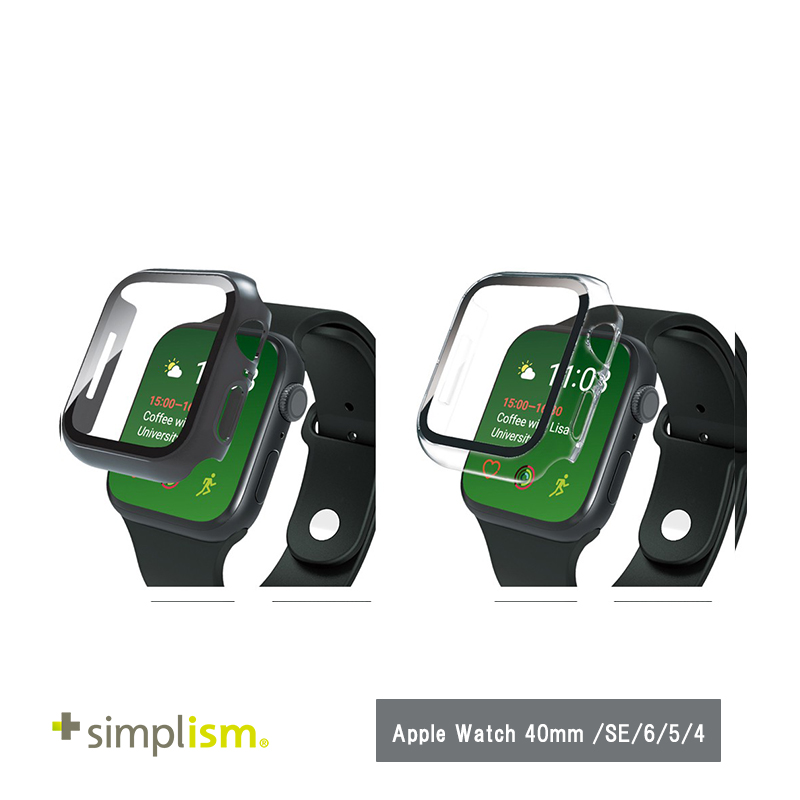 Simplism Apple Watch 40mm / SE / 6 / 5 / 4 ゴリラガラス 高透明 ガラス一体型PCケース