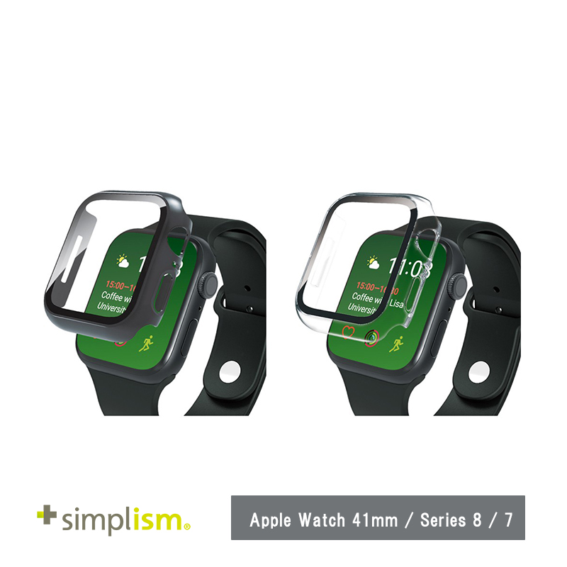 Simplism Apple Watch 41mm / Series 8 / 7 ゴリラガラス 高透明 ガラス一体型PCケース