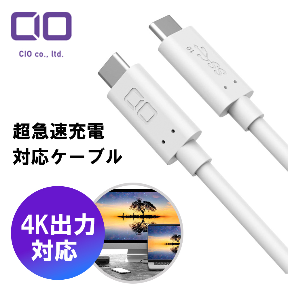 【My SoftBank限定】CIO PD 100W Type-C to Type-C ケーブル ホワイト