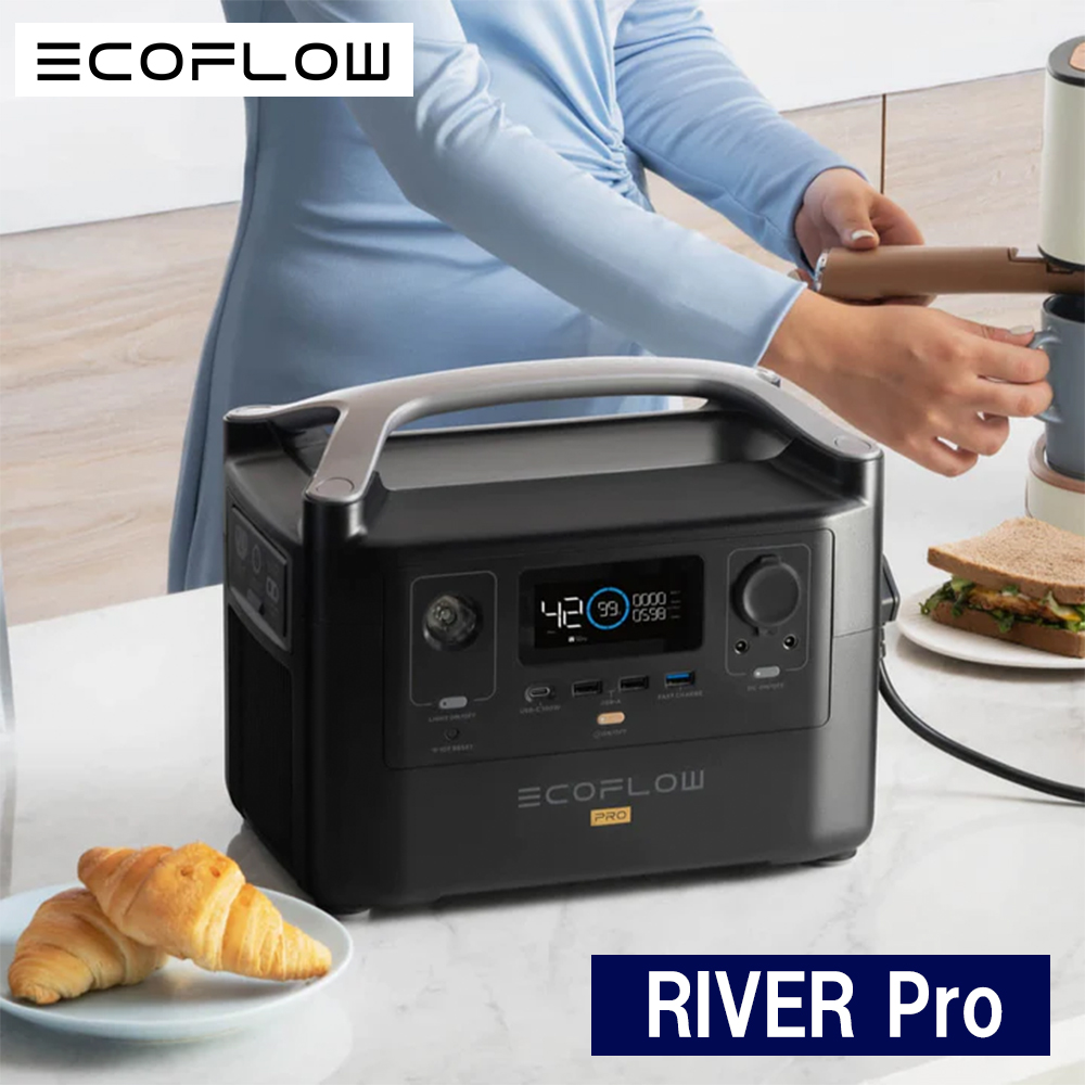 EcoFlow エコフロー RIVER Pro ポータブル電源720Wh ブラック 定格出力