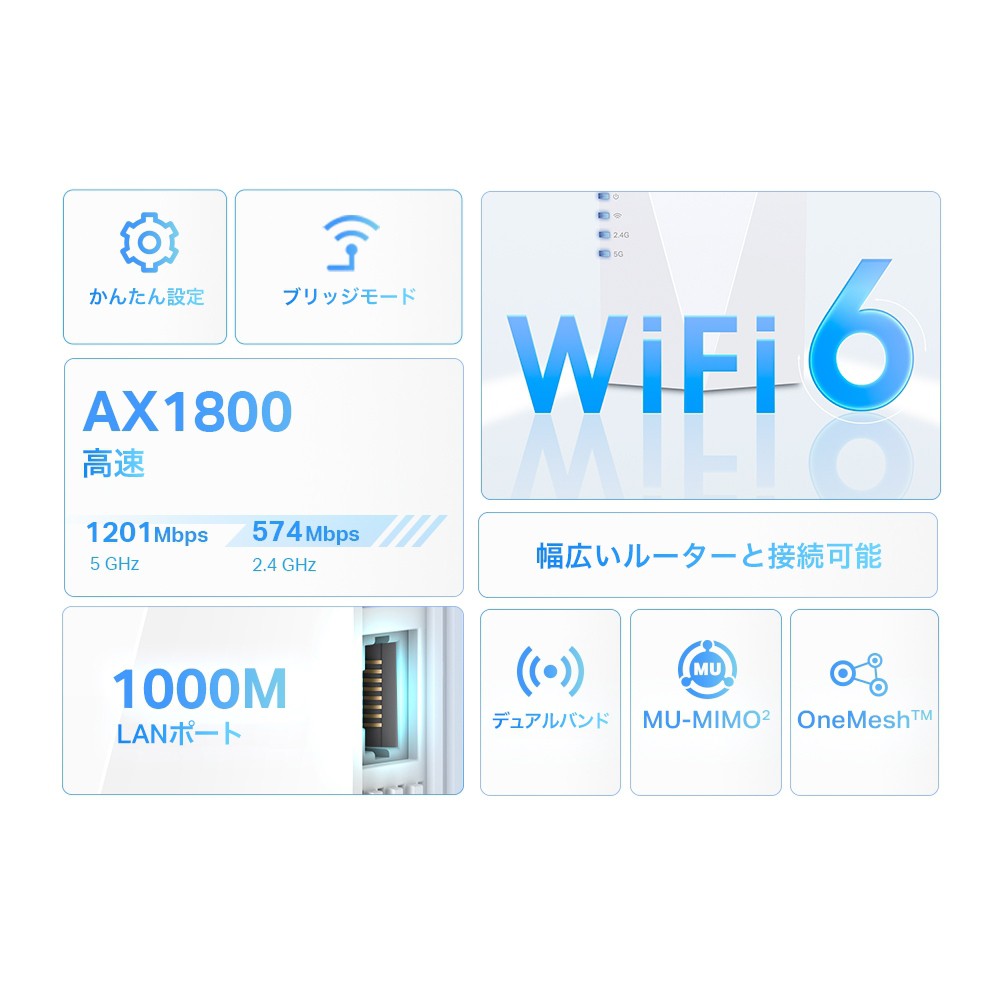 TP-Link ティーピーリンク RE600X WiFi6中継器 1201+574Mbps AX1800 ...