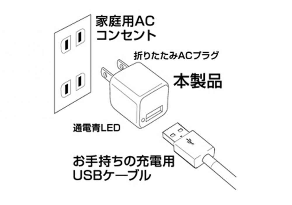 カシムラ AJ-529 AC充電器 USB1P 1A WH | 【公式】トレテク