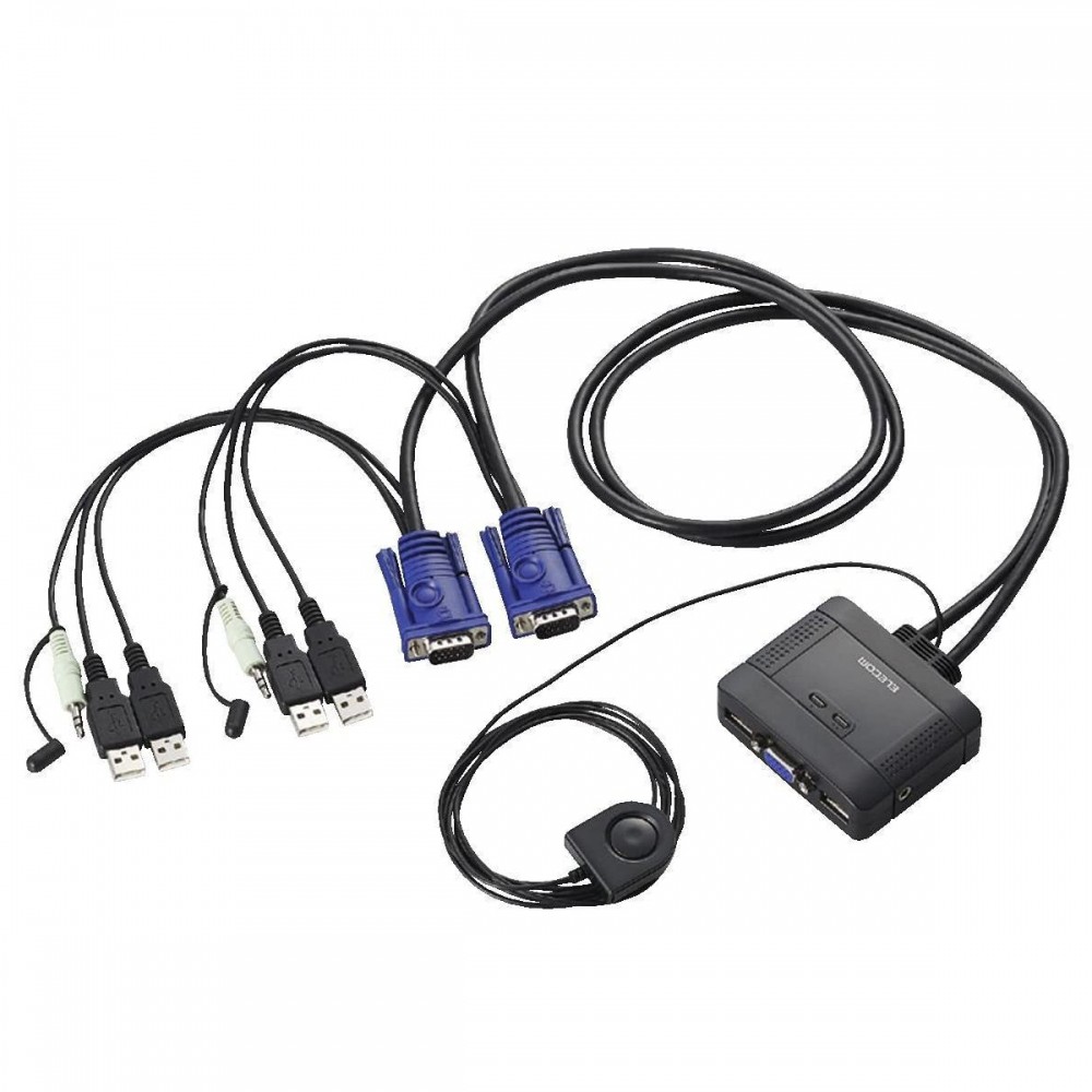 エレコム USB対応ケーブル一体型パソコン切替器　KVM-KUS