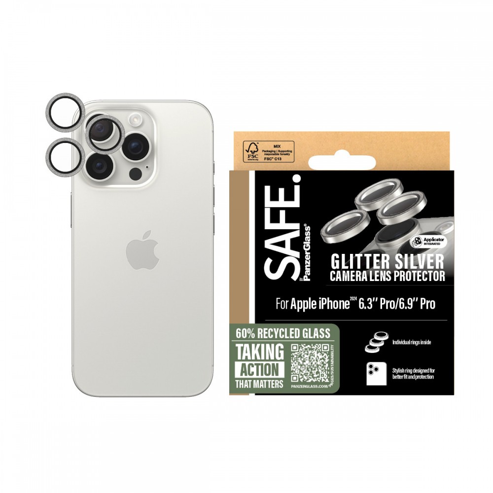 iPhone 16 Pro / iPhone 16 Pro Max SAFE. by PanzerGlass Camera Lens Protector Glitter Silver