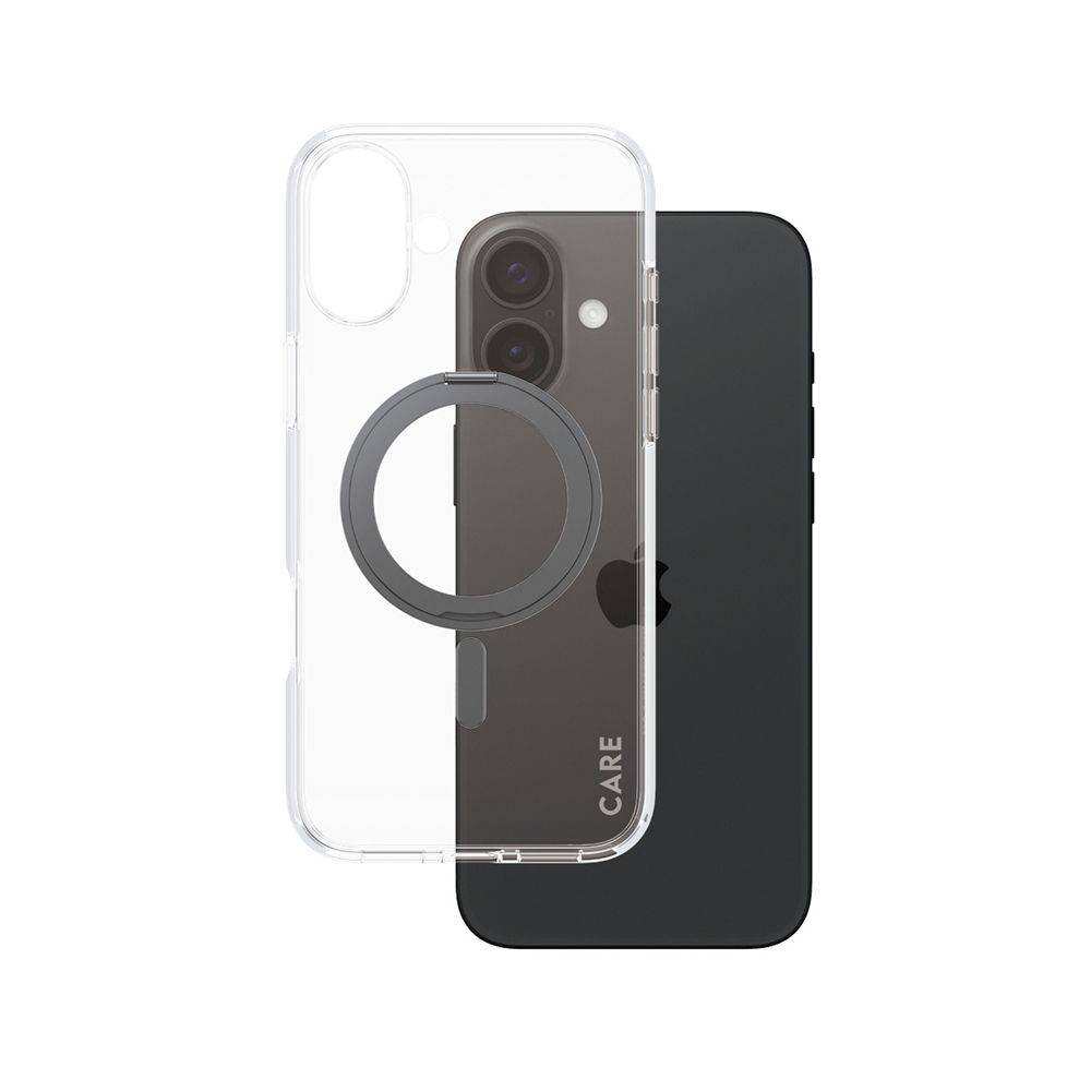 iPhone 16 Plus CARE by PanzerGlass Case Feature Black Kickstand & MagSafe