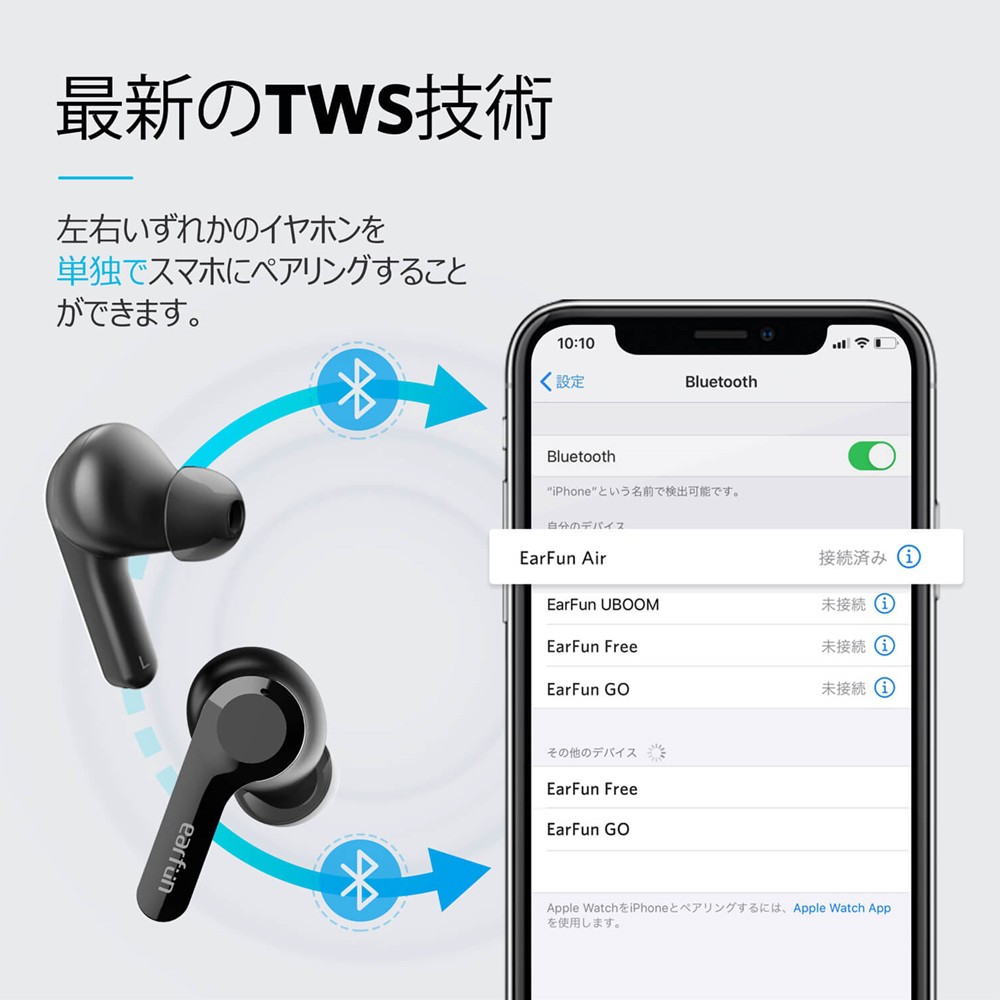 EarFun AIR BLACK ワイヤレスイヤホン | 【公式】トレテク ...