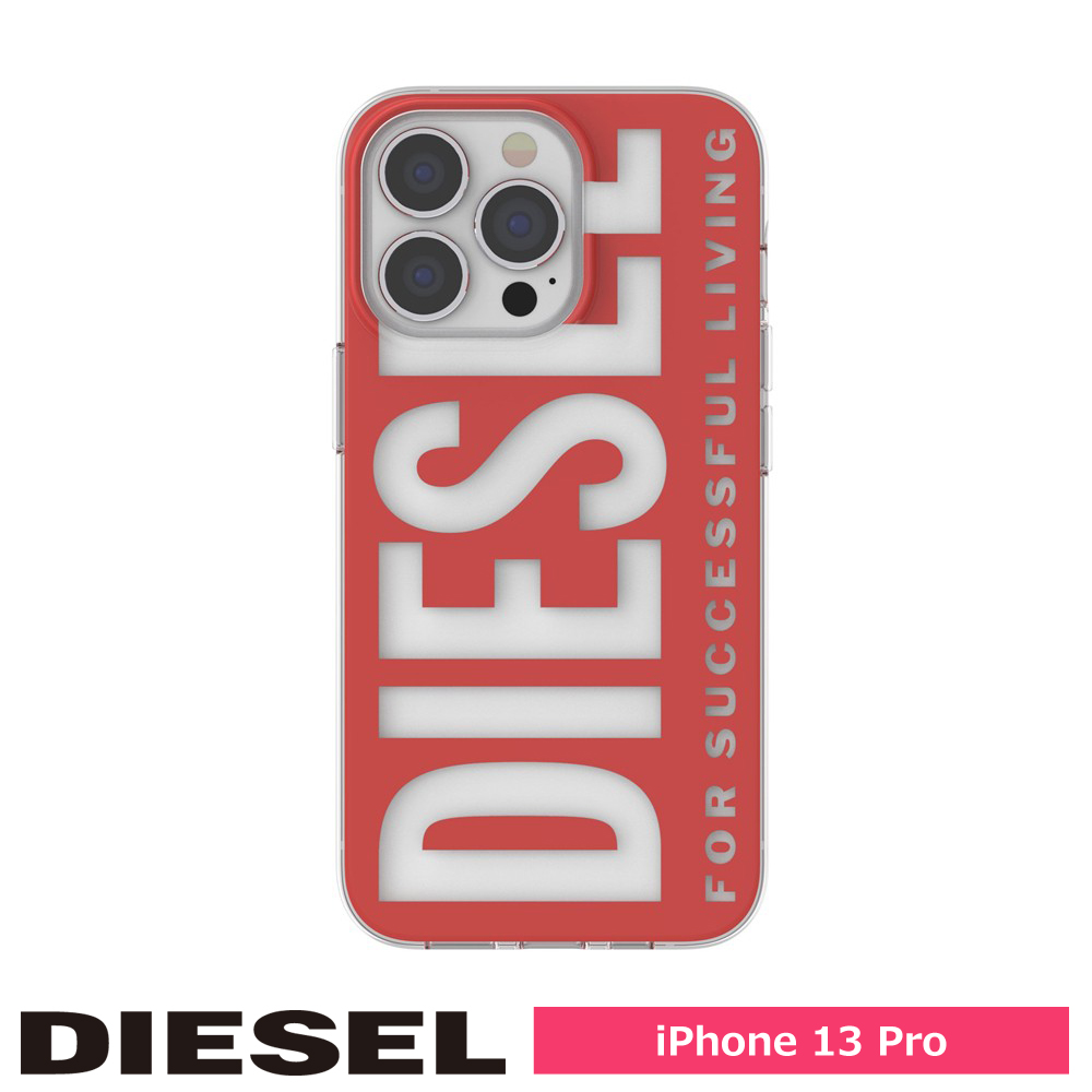 DIESEL ディーゼル スマホケース ハード ケース iPhone13Pro TPU レッド 2021 Clear Case Diesel Graphic FW21 red white