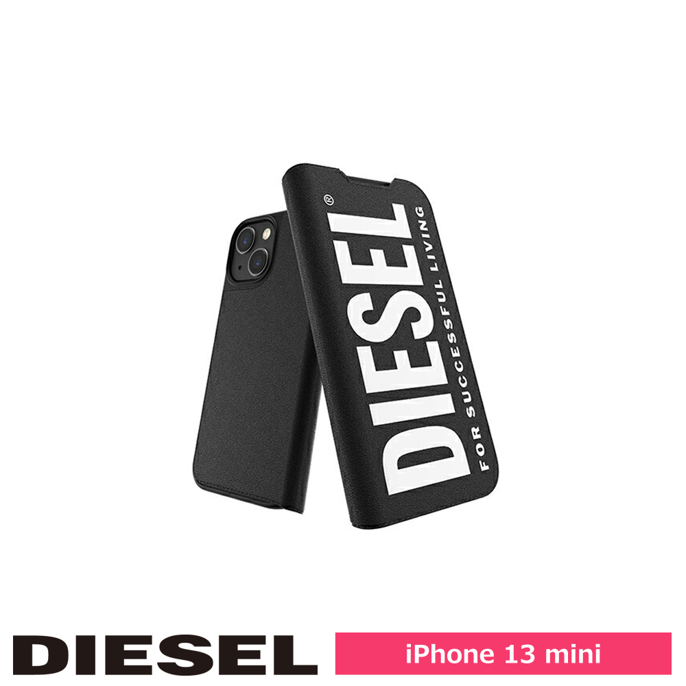 DIESEL ディーゼル iPhone 13 mini Booklet Case Core SS22 black/white 48272 手帳型ケース
