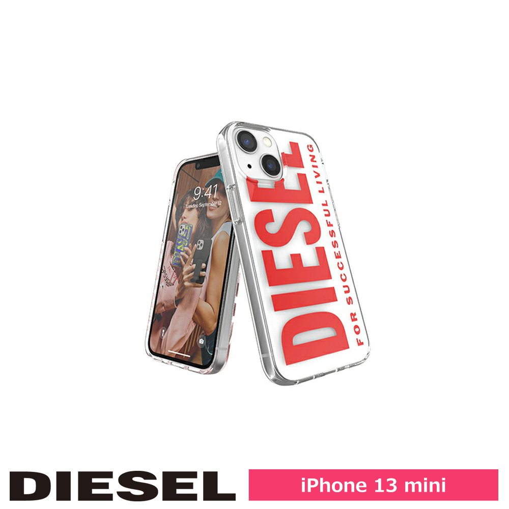 DIESEL ディーゼル iPhone 13 mini Clear Case Graphic SS22 white/red 48298