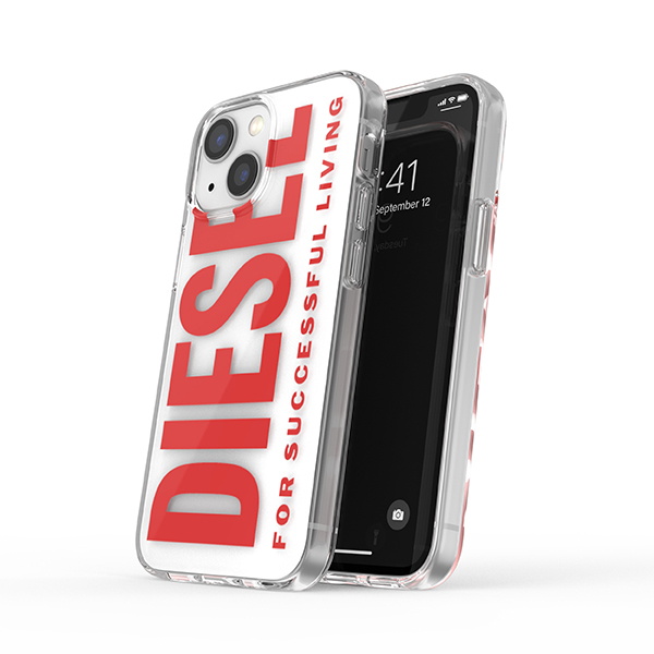 DIESEL ディーゼル iPhone 13 mini Clear Case Graphic SS22 white/red 