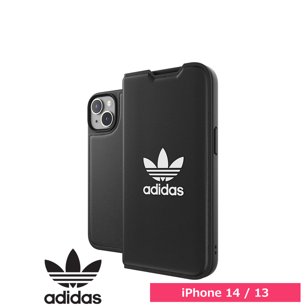Adidas アディダス iPhone 14 / iPhone 13 OR Booklet Case BASIC FW22 black/white
