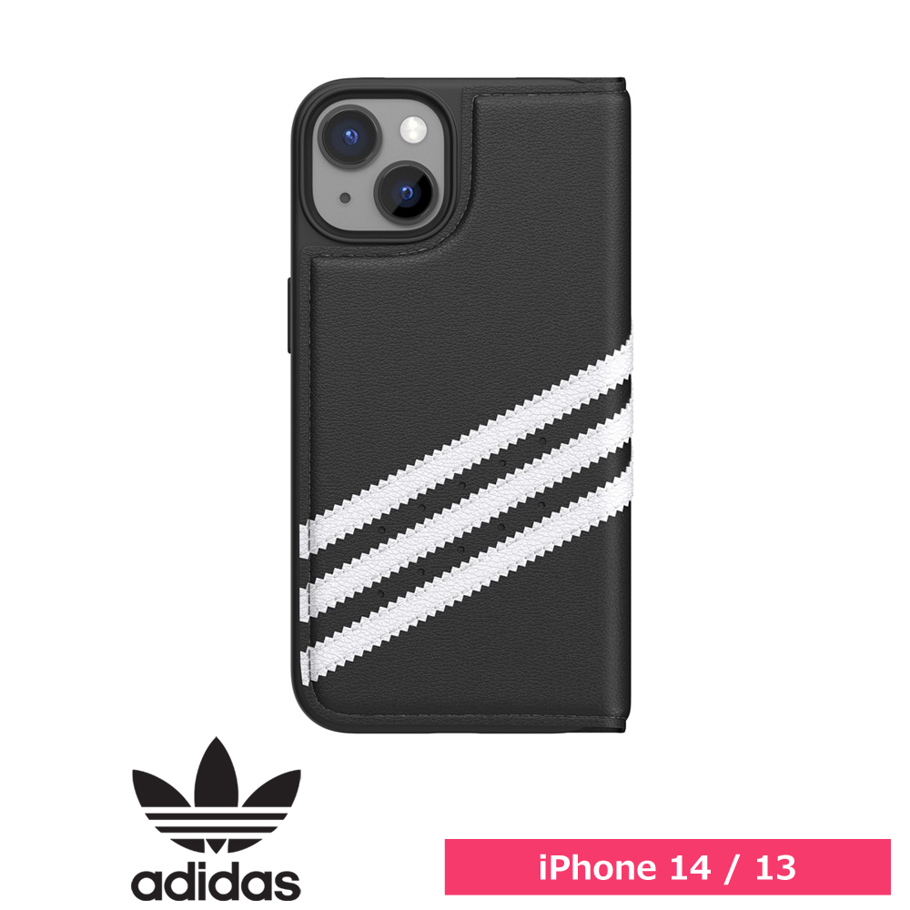 Adidas アディダス iPhone 14 / iPhone 13 OR Booklet Case PU FW22 black/white