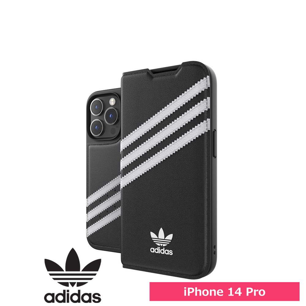 Adidas アディダス iPhone 14 Pro OR Booklet Case PU FW22 black/white