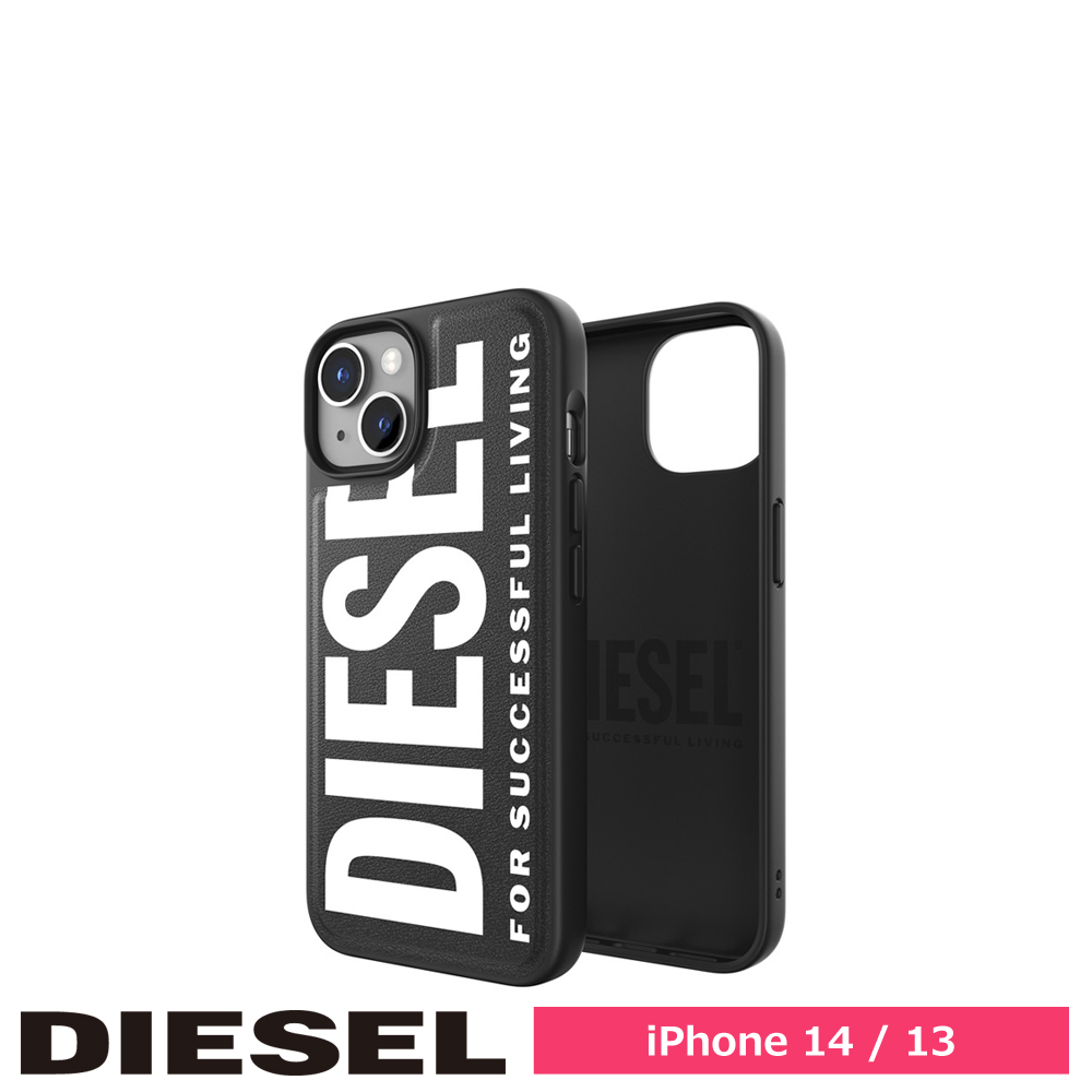 新品 DIESEL 手帳型 ケース iPhone14 BK/WH (ディーゼル 