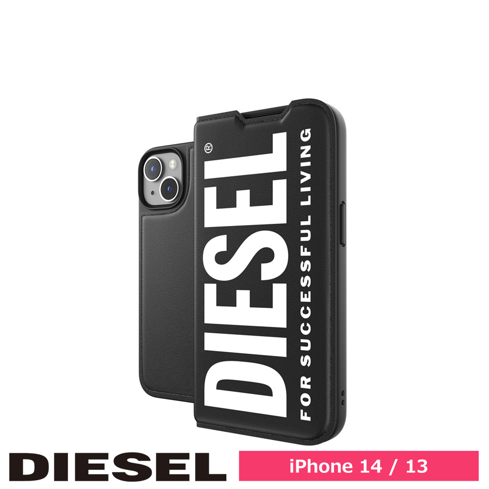 DIESEL ディーゼル iPhone 14 / iPhone 13 Booklet Case Core FW22 black/white