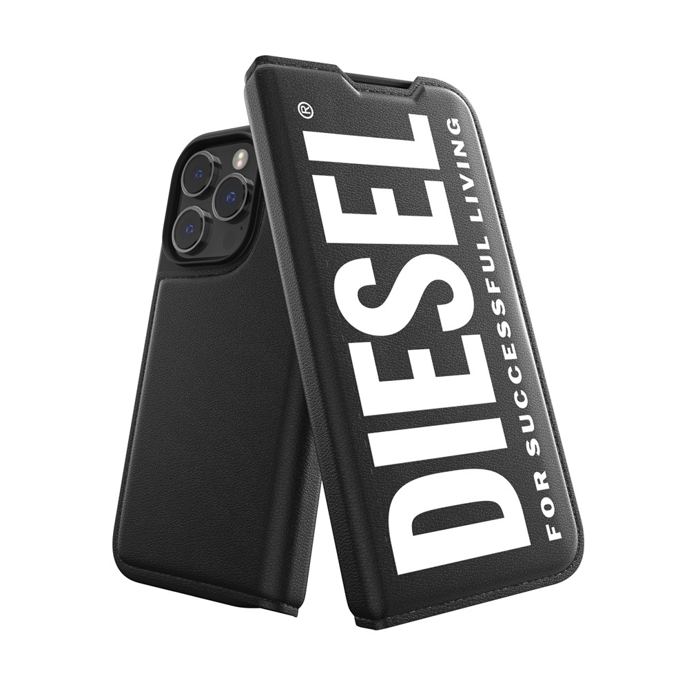 DIESEL ディーゼル iPhone 14 Pro Booklet Case Core FW22 black/white ...