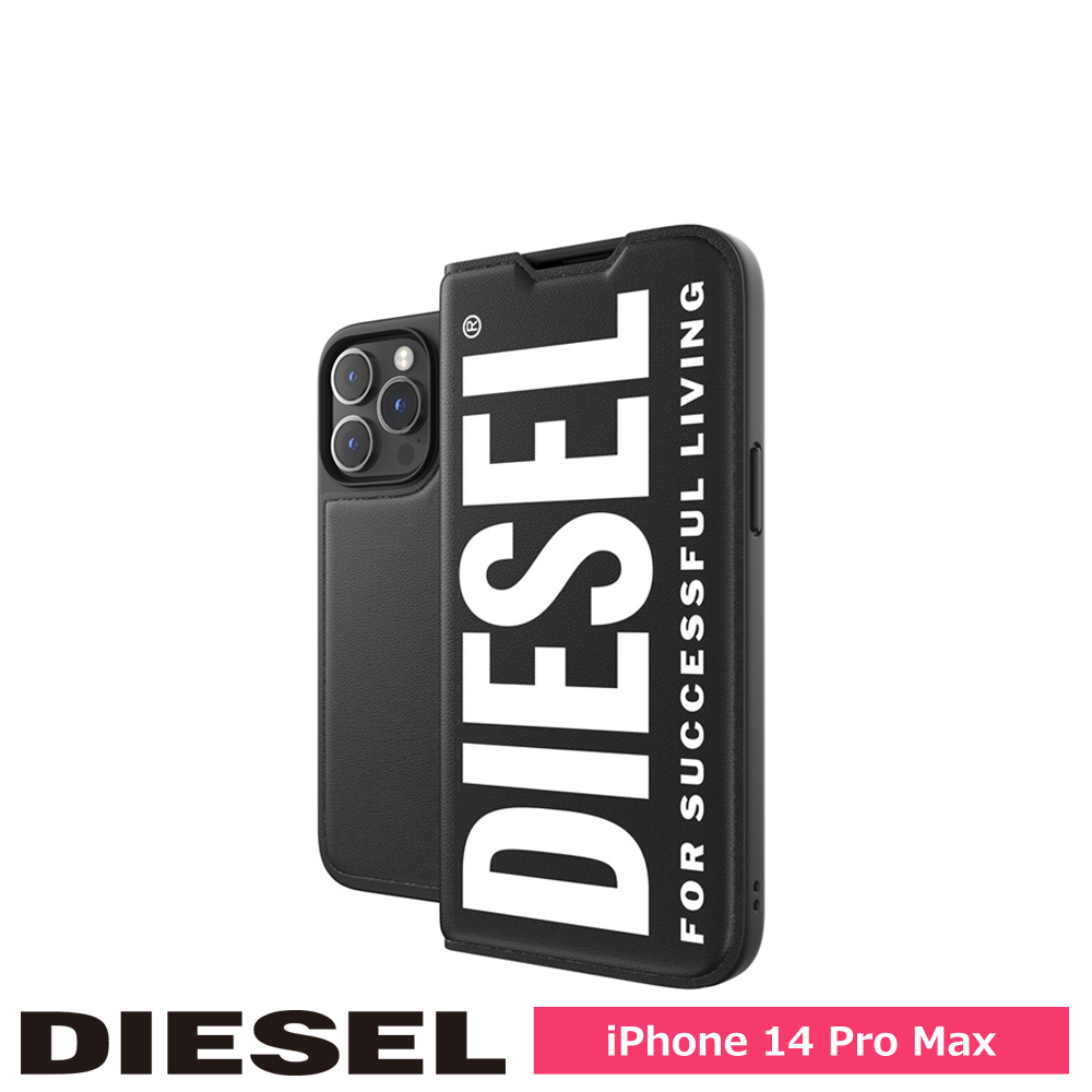 DIESEL ディーゼル iPhone 14 Pro Max Wallet Case FW22 black/white