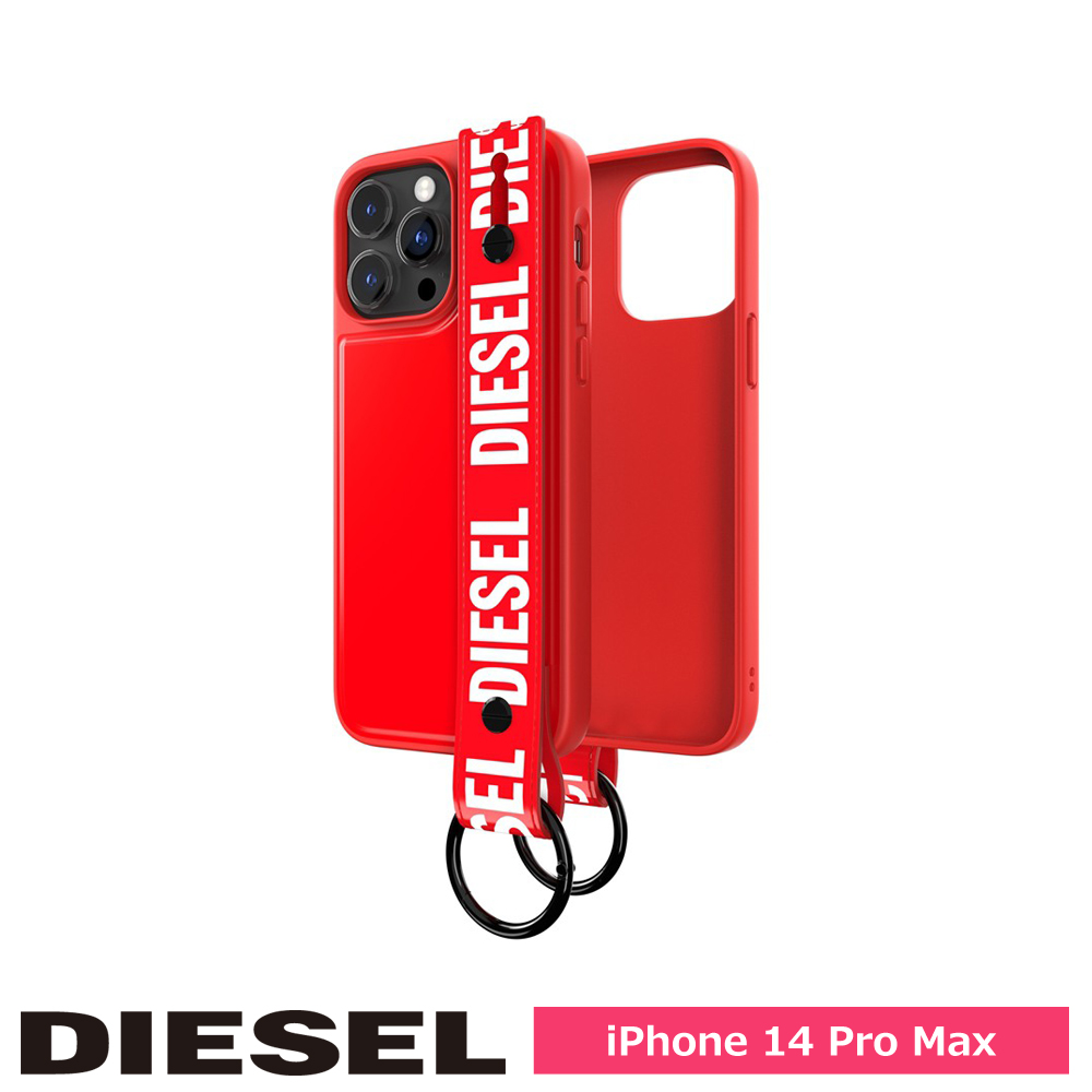 DIESEL ディーゼル iPhone 14 Pro Max Handstrap Case FW22 red/white