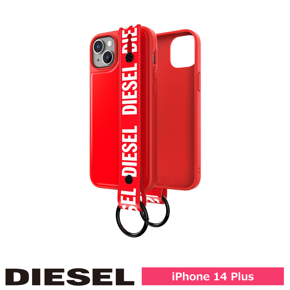 DIESEL ディーゼル iPhone 14 Plus Handstrap Case FW22 red/white