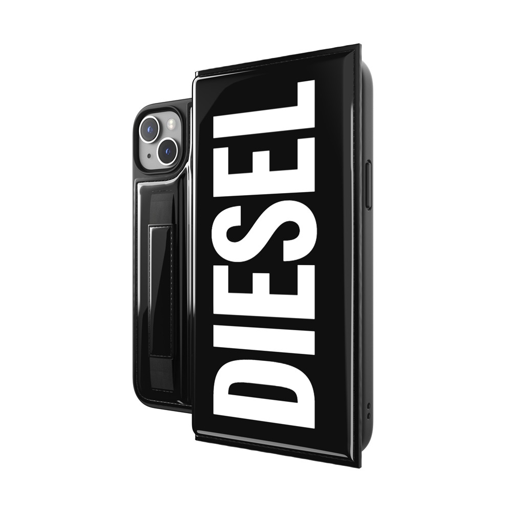 DIESEL ディーゼル iPhone 14 Plus Wallet Case FW22 black/white ...