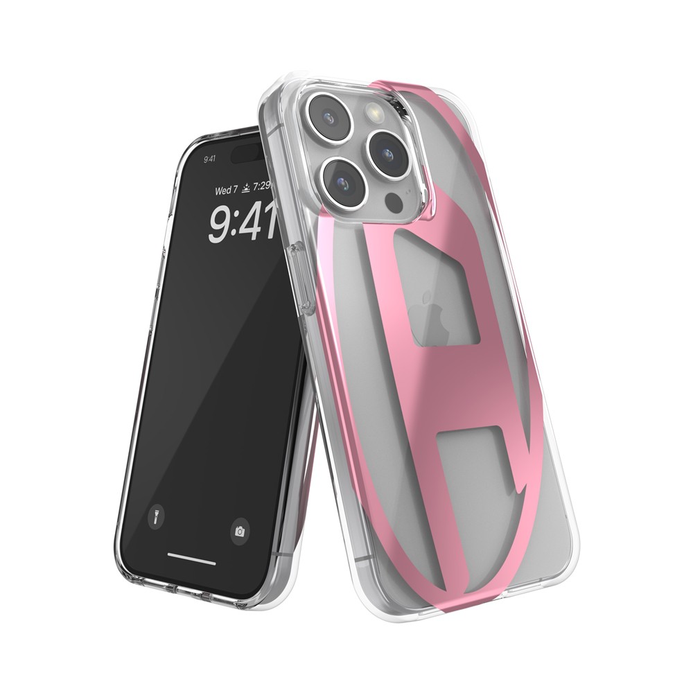 DIESEL ディーゼル iPhone 15 Pro Diesel Oval D Clear Case D FW23 pink metallic
