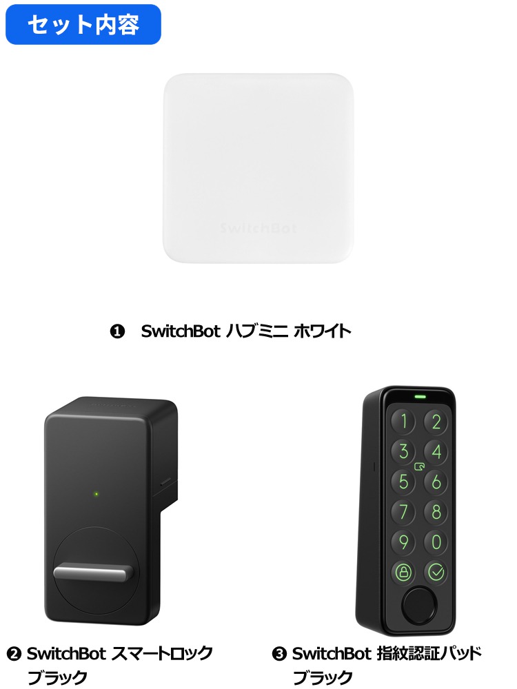 セットでお得】 ハブミニ+ロック（黒)+指紋認証パッドセット スマート