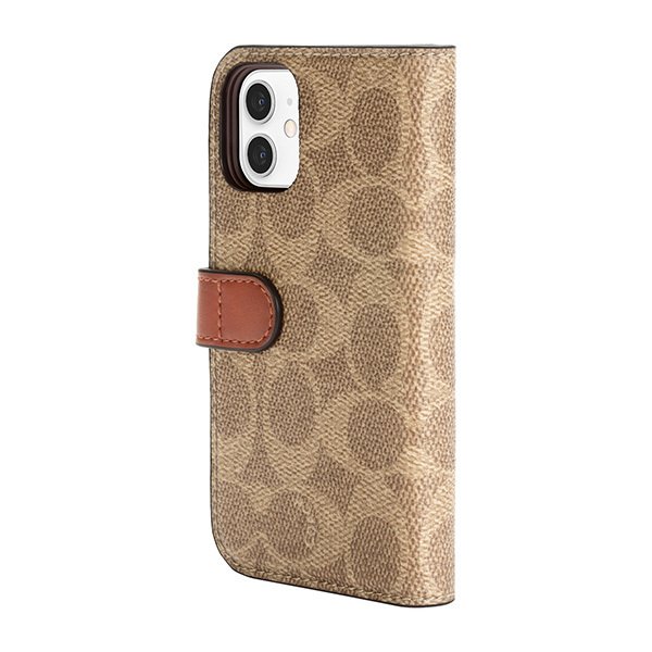 COACH Folio Case Signature C Khaki 手帳型ケース iPhone 12 mini