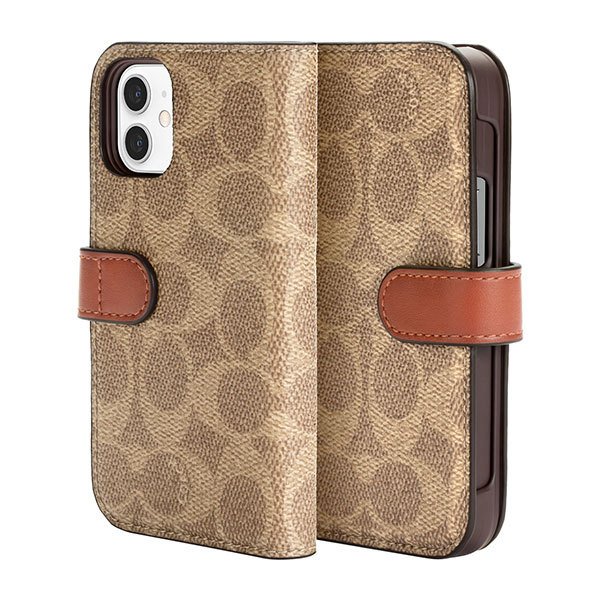 COACH Folio Case Signature C Khaki 手帳型ケース iPhone 12 mini 