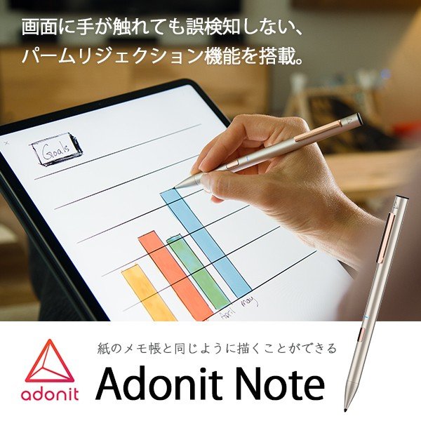 Adonit Note Gold タッチペン パームリジェクション機能 アドニットノート iPad Air 第3世代 iPad mini 第5世代