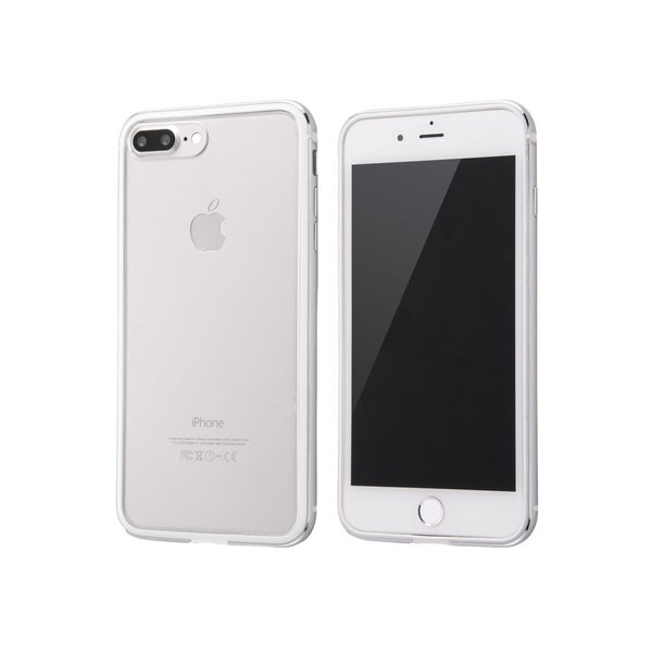 iPhone 7 Plus アルミバンパー+背面パネル クリア / シルバー